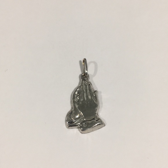 14k White Gold Praying Hands 🙏 Religious Charm